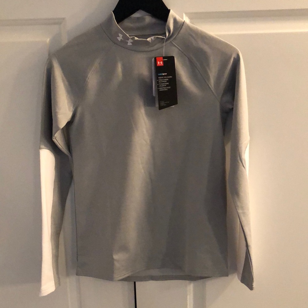Boys gray and white long sleeve shirt